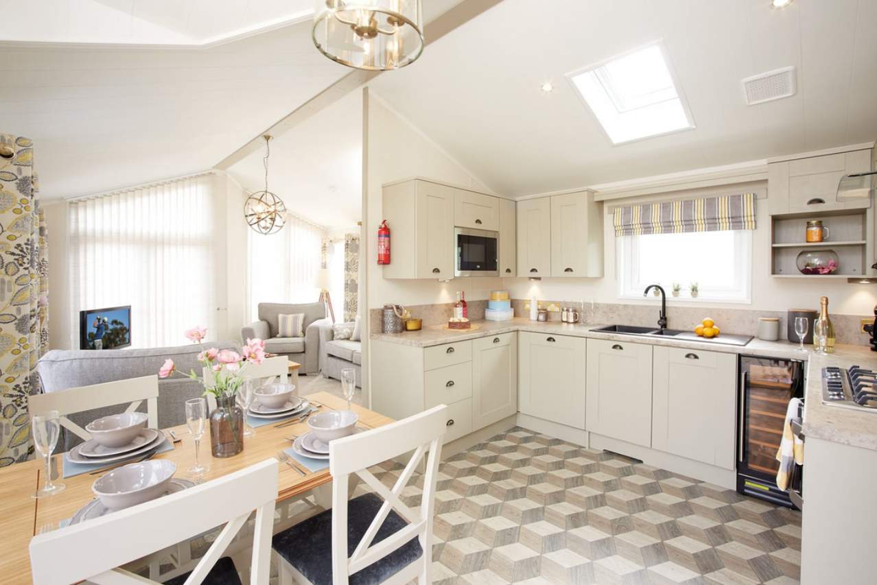 Internal kitchen inside a mobile home